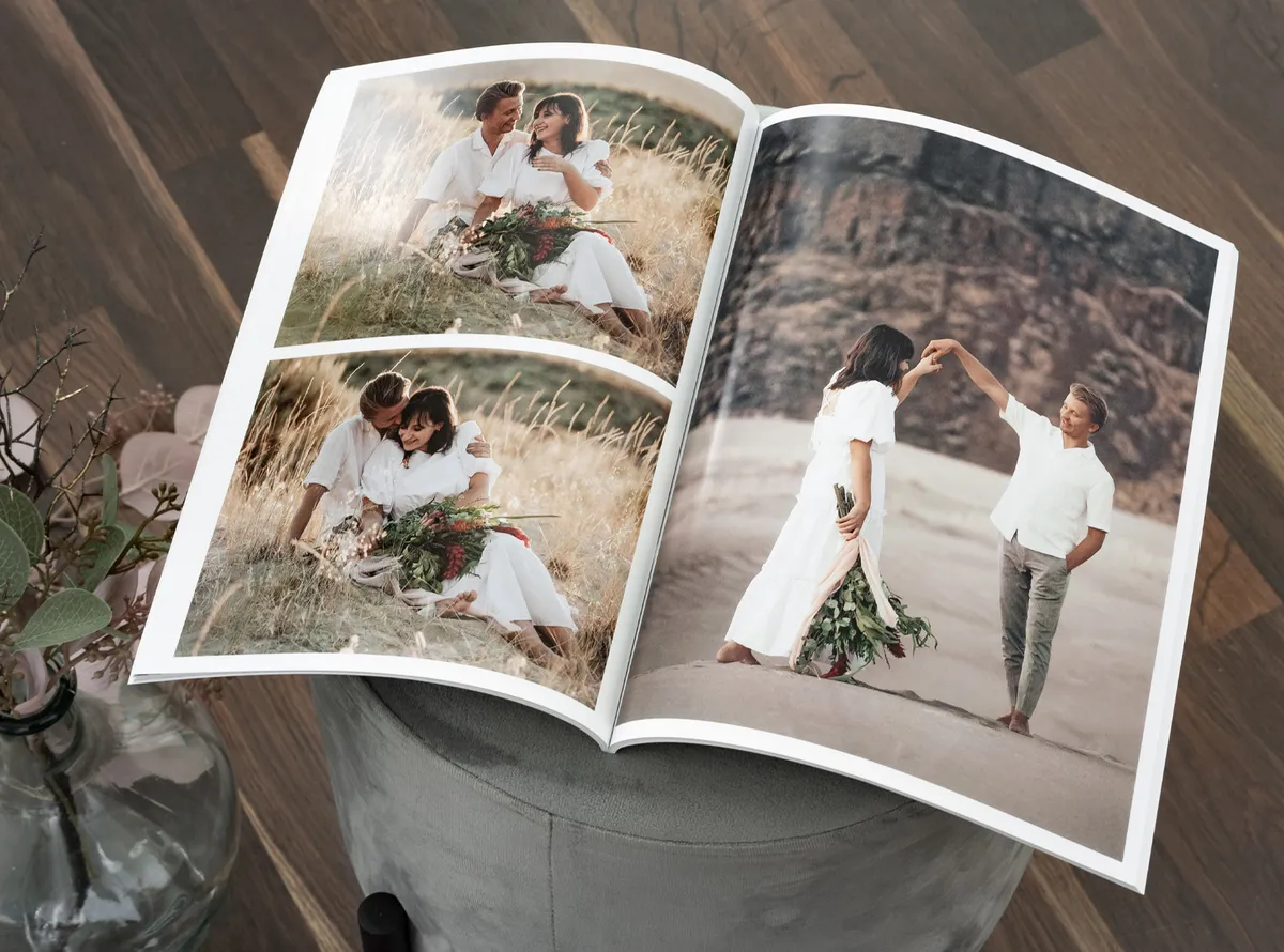 Fotobuch A4 Softcover mit Sprüchen und Hochzeitsfotos